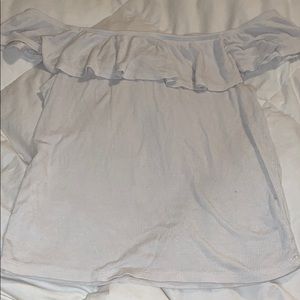 super cute white off the shoulder shirt